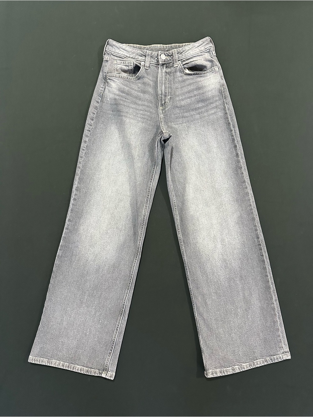 H&M Wide Leg Jeans Waist 24 Gray Wash 90s Fit